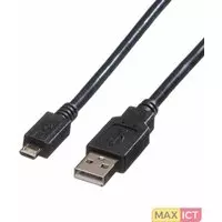 Roline ROLINE USB 2.0 Kabel, USB A Male - Micro USB B Male 0,8m. Lengte snoer: 0,8 m, Aansluiting 1: USB A, Aansluiting 2: Micro-USB B, USB-versie: USB 2.0, Geslacht connector: Man