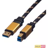 ROLINE 11.88.8903 USB-kabel 3 m USB 3.2 Gen 1 (3.1 Gen 1) USB A USB B Zwart, Goud