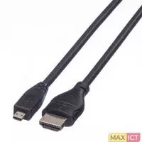 Roline Rotronic 2m HDMI. Lengte snoer: 2 m, Aansluiting 1: HDMI Type A (Standard), Aansluiting 2: HDMI Type D (Micro), 3D, Kleur van het product: Zwart
