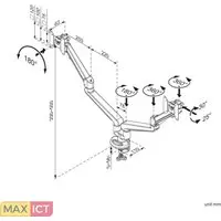 Roline Dual LCD Monitor Stand Pneumatic, Desk Clamp, Pivot 2 Joints