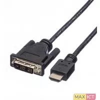 Roline Secomp Monitorkabel DVI (18+1) - HDMI, M/M 10 m. Lengte snoer: 10 m, Aansluiting 1: DVI - D 18+1 Male, Aansluiting 2: HDMI 19 Male