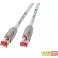 EFB Elektronik K8058.0,50. Snoerlengte: 0,5 m, Kabel standaard: Cat6a, Kabelafscherming: S/FTP (S-STP), Aansluiting 1: RJ-45, Aansluiting 2: RJ-45, Contact geleider materiaal: Goud