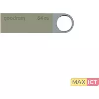 Goodram UUN2-0640S0R111. Capaciteit: 64 GB, Aansluiting: USB Type-A, USB-versie: 2.0, Leessnelheid: 20 MB/s, Schrijfsnelheid: 5 MB/s. Gewicht: 9 g. Kleur van het product: Zilver