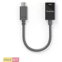 PureLink PureLink IS231. Lengte snoer: 0,1 m, Aansluiting 1: USB-C, Aansluiting 2: USB-A, Contact geleider materiaal: Nikkel, Kleur van het product: Zwart