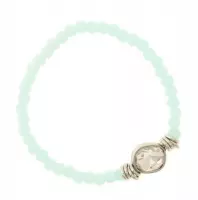 Behave® Dames armband glaskralen blauw en steentje 20 cm