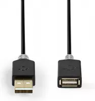 USB-Kabel | USB 2.0 | USB-A Male | USB-A Female | 480 Mbps | Verguld | 2.00 m | Rond | PVC | Antraciet | Window Box