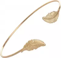 24/7 Jewelry Collection Bladeren Bangle Armband - Blad - Goudkleurig