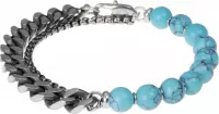 Turquoise kralen armband met RVS Link Chain