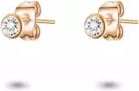 Twice As Nice Oorbellen in rosé zilver, ronde zirkonia, 4 mm