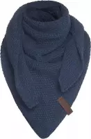 Knit Factory Coco Gebreide Omslagdoek Junior - Kindersjaal - Driehoek Sjaal - Jeans - 140x60 cm