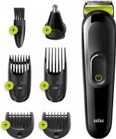 Braun MGK3221 6-in-1 Trimmer voor Mannen, Baard-, Haar- en Gezichtstrimmer, Oor- en Neustrimmerkop, 5 Opzetstukken, Zwart/Voltgroen