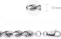 Jewels Inc. - Ketting - Koord met Karabijn Sluiting - 7mm Breed - Lengte 43cm - Gerhodineerd Zilver 925