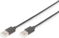 Digitus USB-kabel USB 2.0 USB-A stekker, USB-A stekker 1.80 m Zwart Afgeschermd (dubbel)