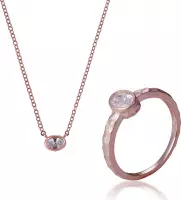Orphelia SET-7434/50 - Juwelenset Oval Centerstone: Ketting + Ring - 925 Zilver Rosé - Zirkonia - 45 cm / Ringmaat 50