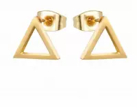 Aramat jewels ® - Oorbellen driehoek zweerknopjes goudkleurig chirurgisch staal 10mm