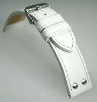 Horlogeband - Echt Leer - 22 mm - wit - studs - Stoer
