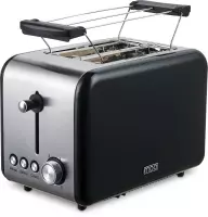 MOA Broodrooster Retro - Toaster - Met Warmhouder - Zwart - T1B