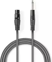 Nedis Ongebalanceerde Audiokabel | XLR 3-Pins Female | 6,35 mm Male | Vernikkeld | 1.50 m | Rond | PVC | Donkergrijs | Kartonnen Sleeve