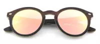 Bluxer® Zonnebril voor Heren en Dames - Hippe Houten Zonnebril Gepolariseerd - UV400 Lens - Ebony Wood Gelamineerd - Roze Lens