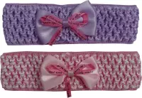 Jessidress Hoofdband Baby Haarband set met kleine strik - Roze/Paars