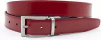 JV Belts Draaibare reversible riem rood/zwart - heren en dames riem - 3 cm breed - Zwart / Rood - Echt Leer - Taille: 100cm - Totale lengte riem: 115cm