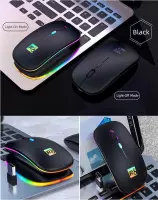 Draadloze muis oplaadbare Laptop 2020 Model USB Oplaadbaar RGB Silent Plug&Play Zwart