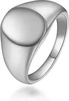 Zegelring Rond - Zilver Kleurig - 18 - 20mm - Ringen Mannen - Zegelring Dames - Ring Heren - Ringen Vrouwen - Sinterklaas Cadeautjes