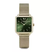 SJ WATCHES Avignon horloge dames goudkleurig en groen vierkant - horloges voor vrouwen 28.5 mm - Vierkante horloge