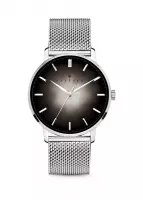 Kaliber 7KW 00007 Stalen Horloge met Mesh Band - Ø40 mm - Zilverkleurig / Zwart