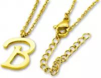 Amanto Ketting Letter B Gold - 316L Staal - Alfabet- 18x12mm - 50cm