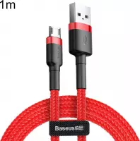 Baseus CAMKLF-B09 1m 2.4A USB naar Micro USB Cafule Dubbelzijdige invoeging Gevlochten snoer Data Sync Laadkabel, voor Galaxy, Huawei, Xiaomi, LG, HTC en andere slimme telefoons (r