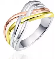 Schitterende Zilveren Ring Gevlochten Rose Goud 15.25 mm. (maat 48) model 172