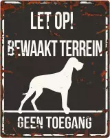 D&D Waakbord / Warning sign square danish dog n Zwart 20x25cm