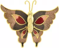 Behave Broche vlinder bruin rood emaille