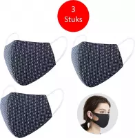 Sorprese - mondkapje - zwart / wit stip design - katoen - mondkapje wasbaar - 3 stuks