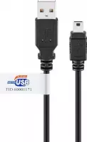 Goobay USB MINI-B 5-pin 180 Cert 1.8m USB-kabel 1,8 m Mini-USB B USB A Zwart