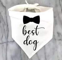 Honden bandana wit met in zwart de tekst Best Dog - trouwen - hond - bandana