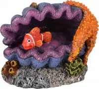 Aquarium decoratie Leto schelp + vis - 12 x 8 x 9 cm - Paars - 12 x 8 x 9 cm