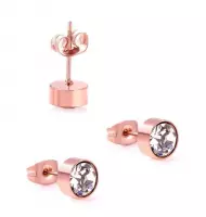 Aramat jewels ® - Oorbellen 7mm rosékleurig zweerknopjes rond chirurgisch staal transparant