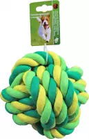 Hondenspeelgoed - touwbal van katoen - Maat: XXL - 17,5 cm - groen/geel