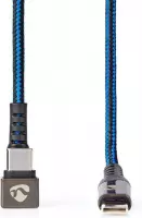 USB-Kabel | USB 2.0 | USB-C™ Male | USB-C™ Male | 480 Mbps | Verguld | 2.00 m | Rond | Gebreid / Nylon | Blauw / Zwart | Cover Window Box