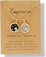 Dubbele sterrenbeeld Ketting op Kaart| Sieraden | Capricorn / Steenboek | BFF Ketting | Liefde / Vriendschap| Trendy Sieraad Kerst / Sinterklaas / Feestdagen Cadeau| Hanger | Astro