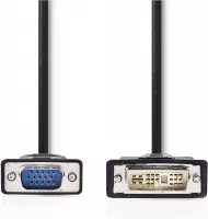 Nedis DVI-Kabel | DVI-A 12+5-Pin Male | VGA Male | 1024x768 | Vernikkeld | 2.00 m | Recht | PVC | Zwart | Polybag