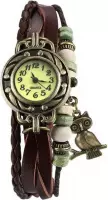 Fako® - Armband Horloge - Engelhart - Hart Met Vleugels - Bruin