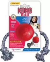 Kong Ball + Touw - Touw - 127 mm x 59 mm x 54 mm - Rood