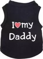 Shirt voor hondjes - "I love my daddy" - Zwart  - Maat XS