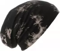 Chemomuts bij haarverlies beanie zwart batik print maat 56 57 58 cm