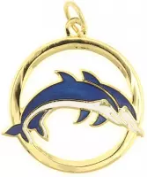 Behave® Hanger dolfijnen goud kleur blauw emaille 3 cm