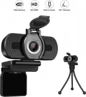 Professionele Webcam Full HD 1920x1080 Pixels Met ingebouwde microfoon + Gratis Webcam Cover & Tripod - Webcam voor PC - Webcams - USB Microfoon - Thuiswerken - Webcam met microfoo