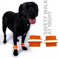 Reflecterende Elastische pootband - Veiligheid in donker voor uw hond of kat - Neon oranje - LARGE